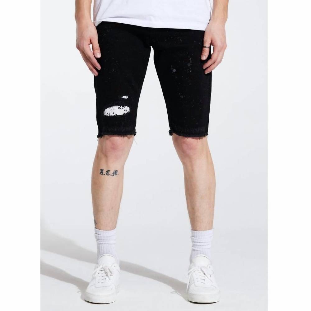 NEW EMBELLISH loki shorts in black distressed